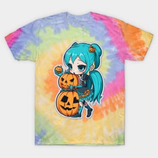 Halloween Skeleton Kawaii Girl T-Shirt